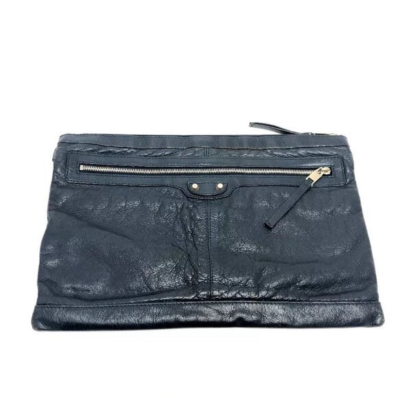 BALENCIAGA 273023 Classic clip L Clutch bag Leather Black/SilverHardware - Picture 1 of 15